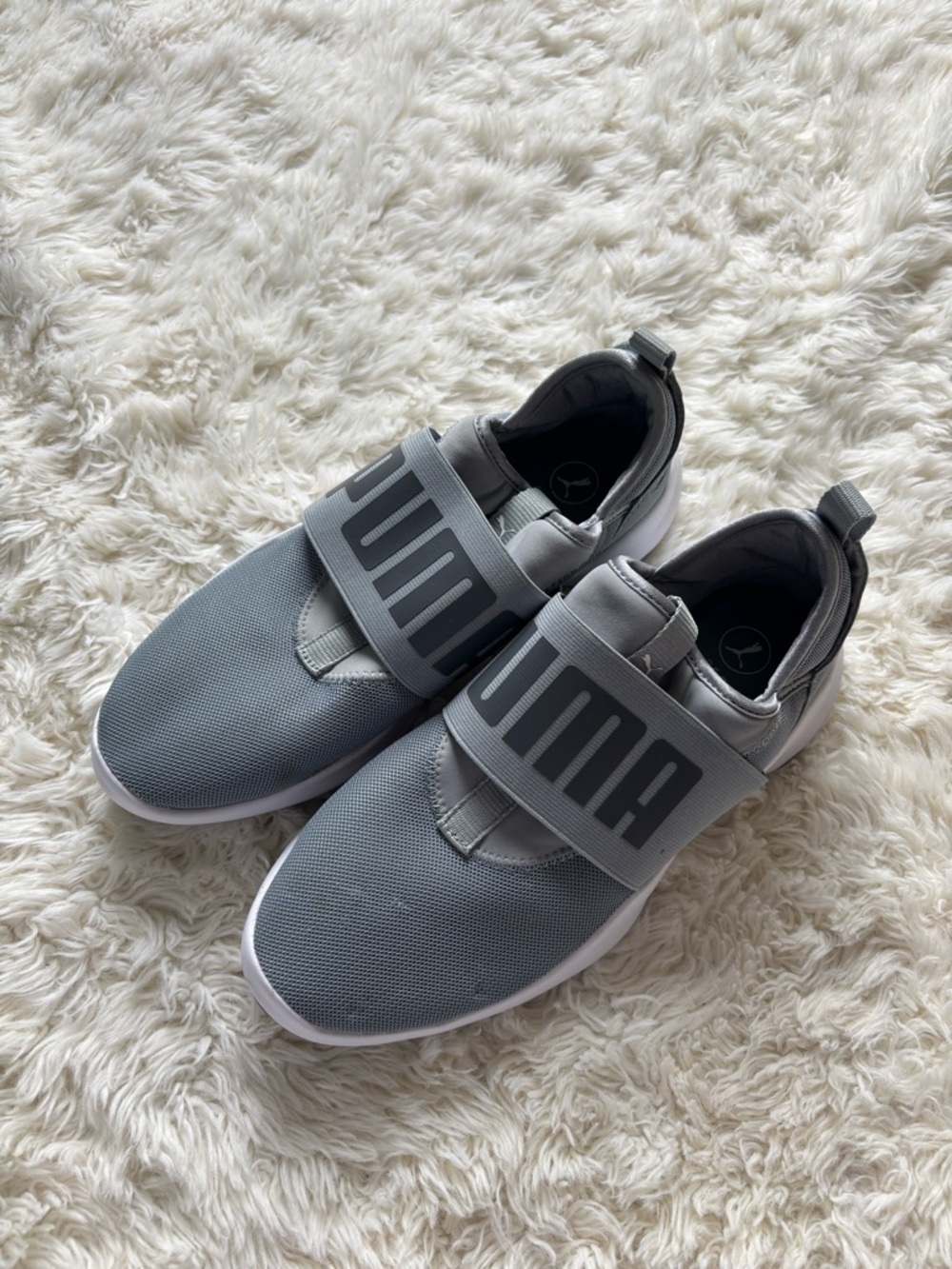 Puma Women’s Gray Slip-On Athletic Sneakers with Logo Strap